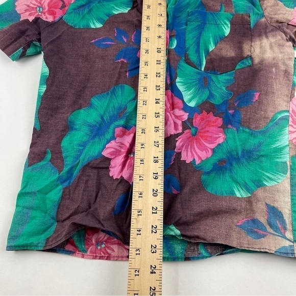 Jessica Scott Button Up Shirt Womens Black Green Floral - Picture 8 of 10